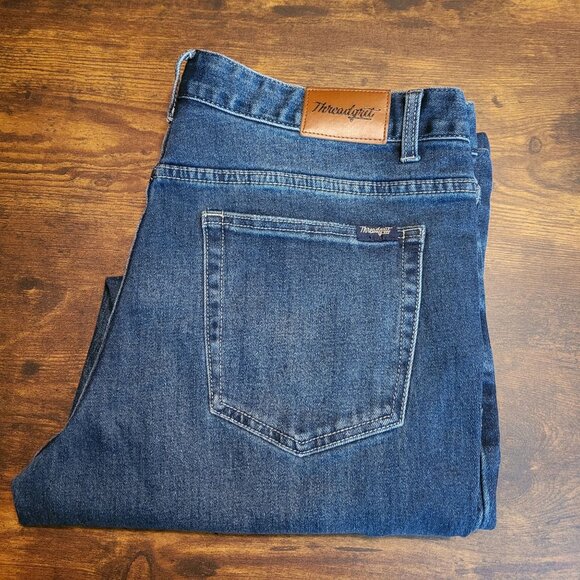 Threadgrit Jeans Mens 34x32 Measures 34x30 Relaxed Straight Medium Dark Wash - Picture 3 of 11